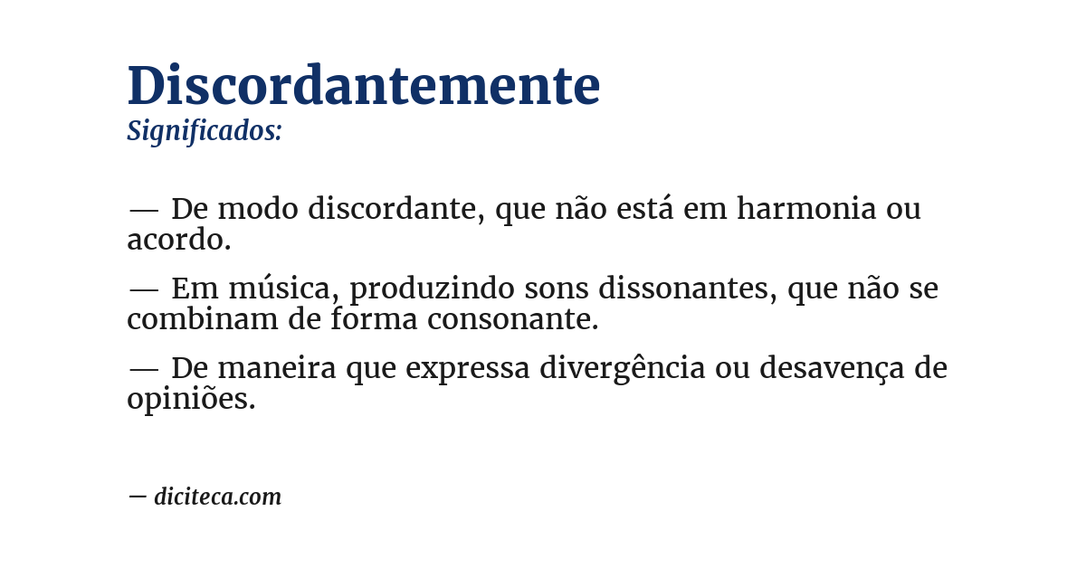 Significado de discordantemente