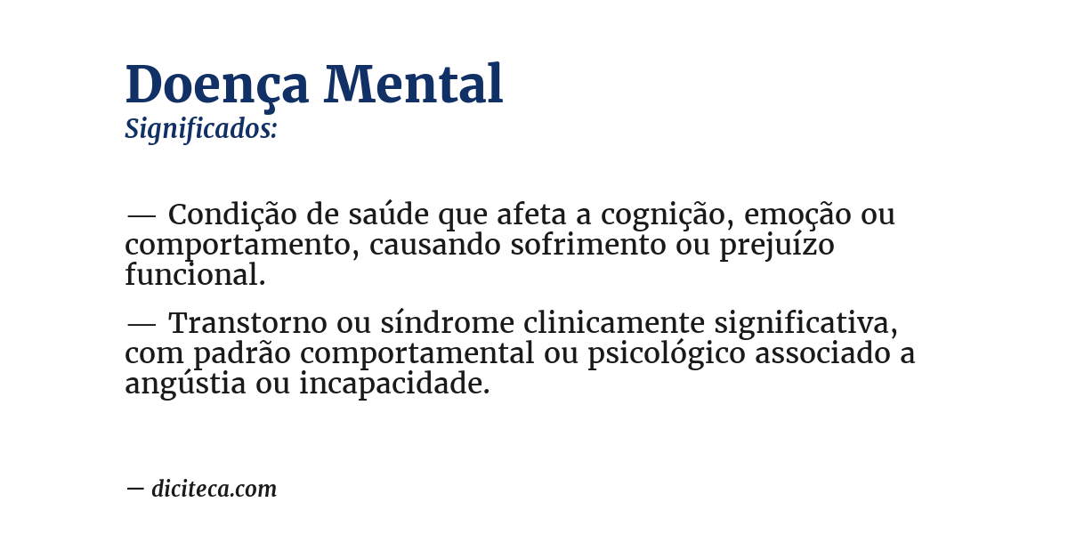 Significado de doença mental