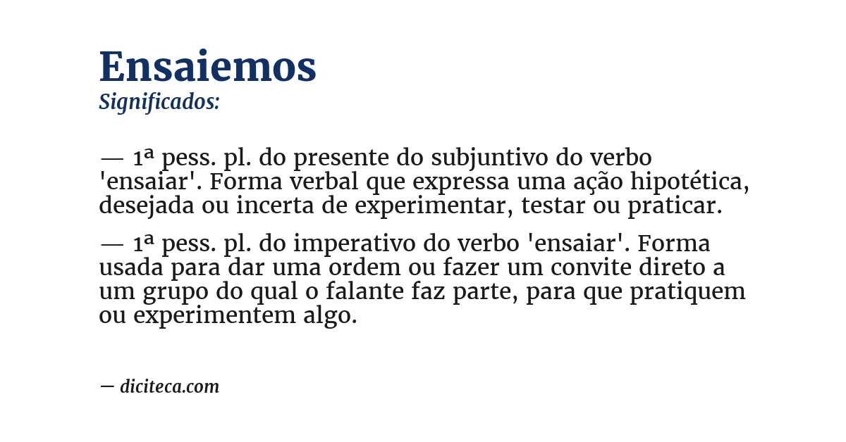 Significado de ensaiemos
