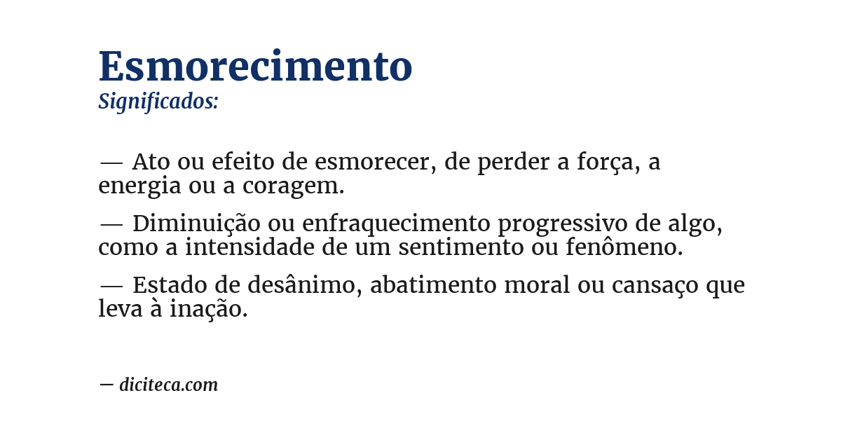 Significado de esmorecimento