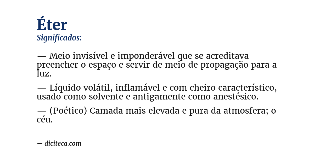 Significado de éter