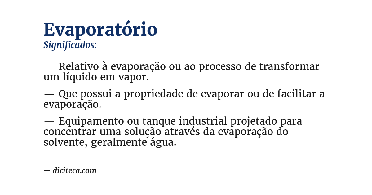 Significado de evaporatório