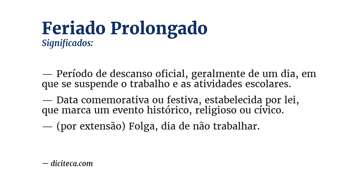 Significado de feriado prolongado