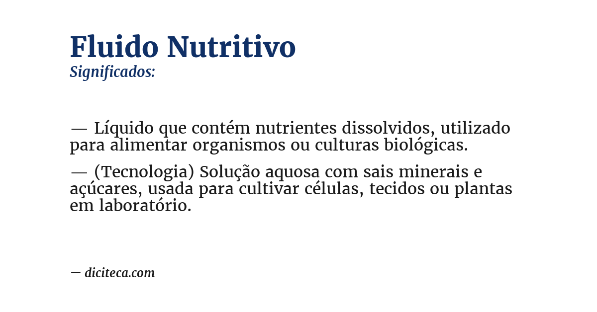 Significado de fluido nutritivo