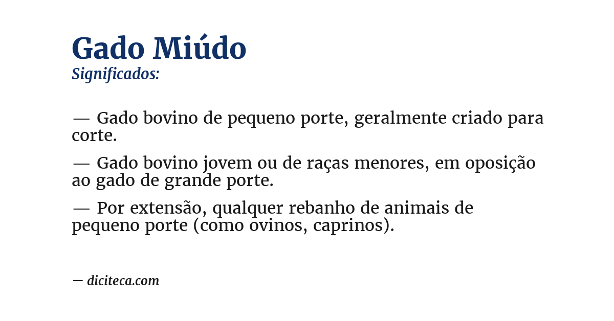Significado de gado miúdo