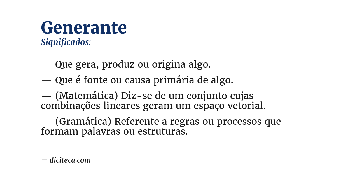 Significado de generante