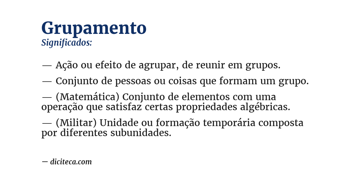 Significado de grupamento