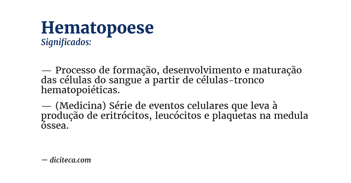 Significado de hematopoese