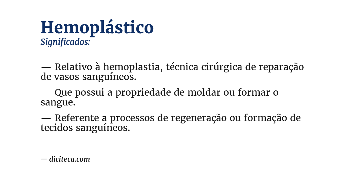 Significado de hemoplástico