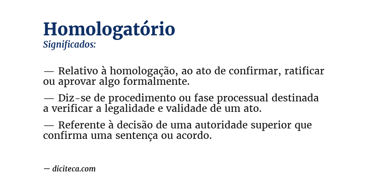 Significado de homologatório