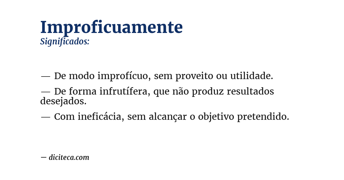 Significado de improficuamente