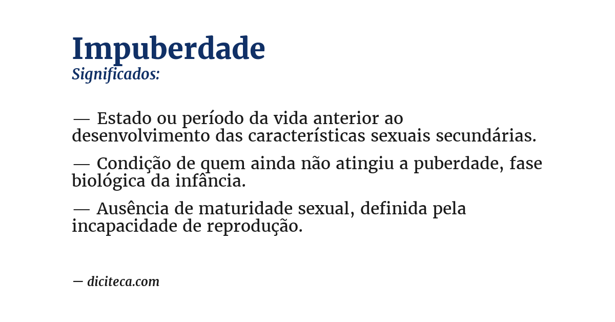Significado de impuberdade