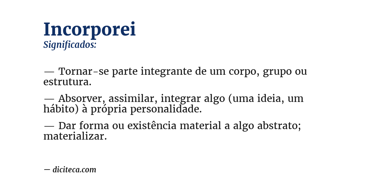 Significado de incorporei