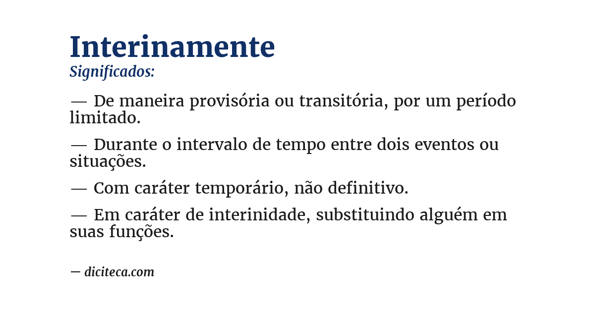 Significado de interinamente