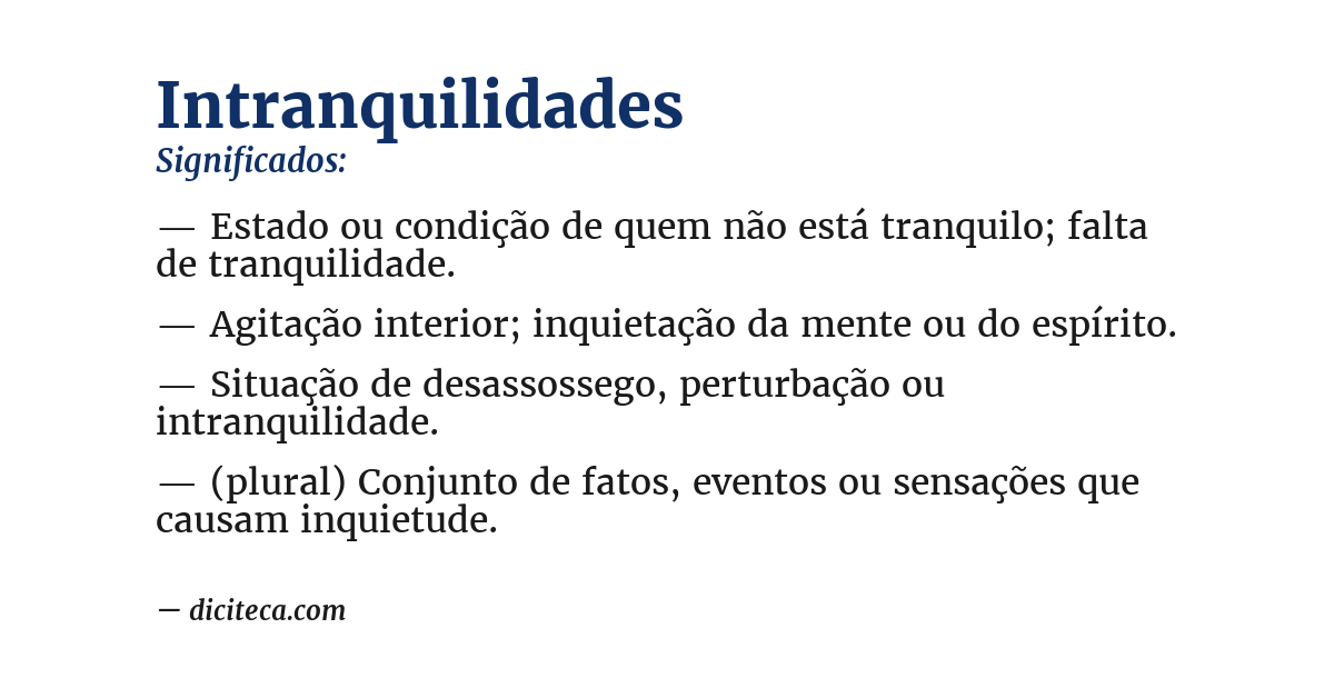 Significado de intranquilidades
