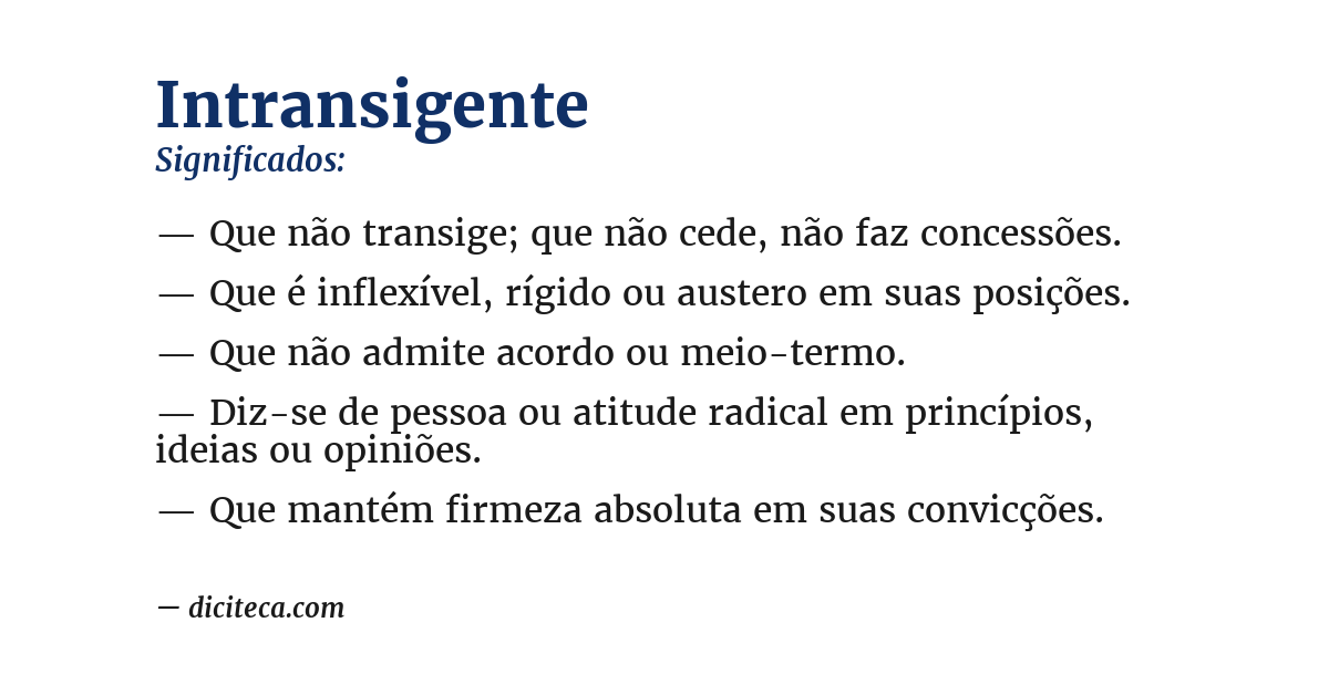 Significado de intransigente