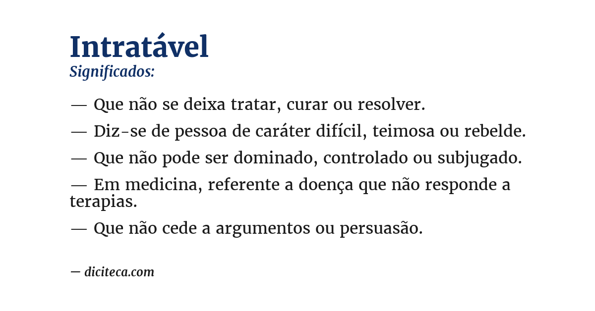 Significado de intratável
