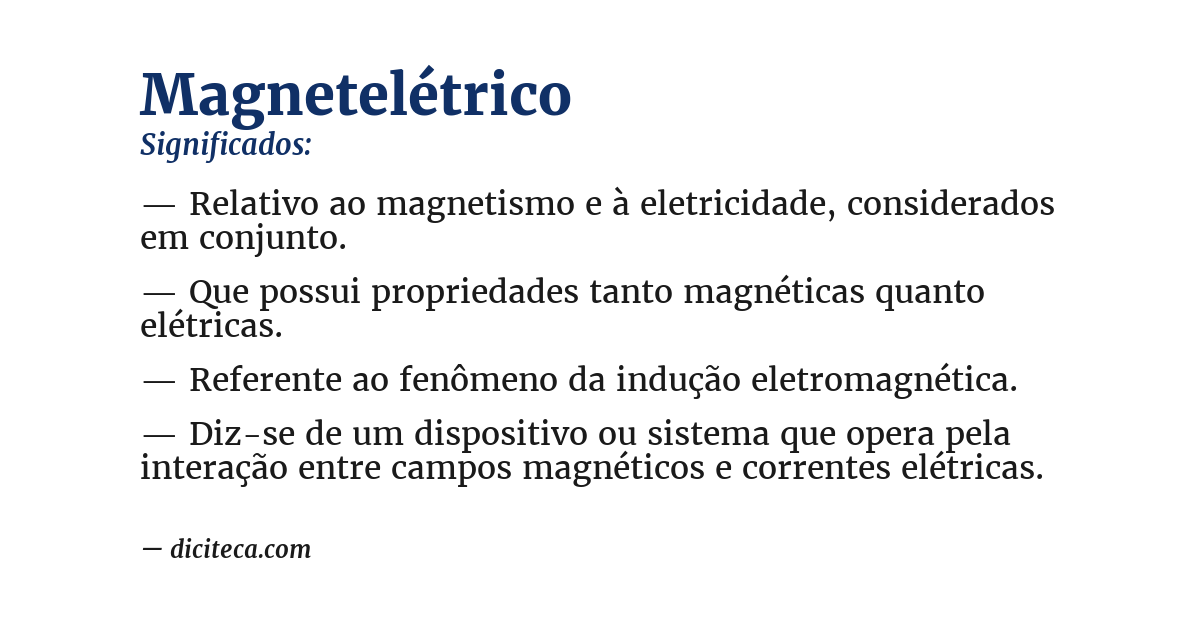 Significado de magnetelétrico
