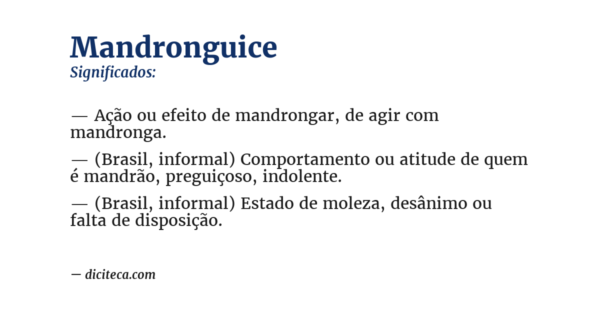 Significado de mandronguice