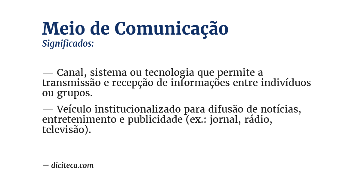 Significado de meio de comunicação