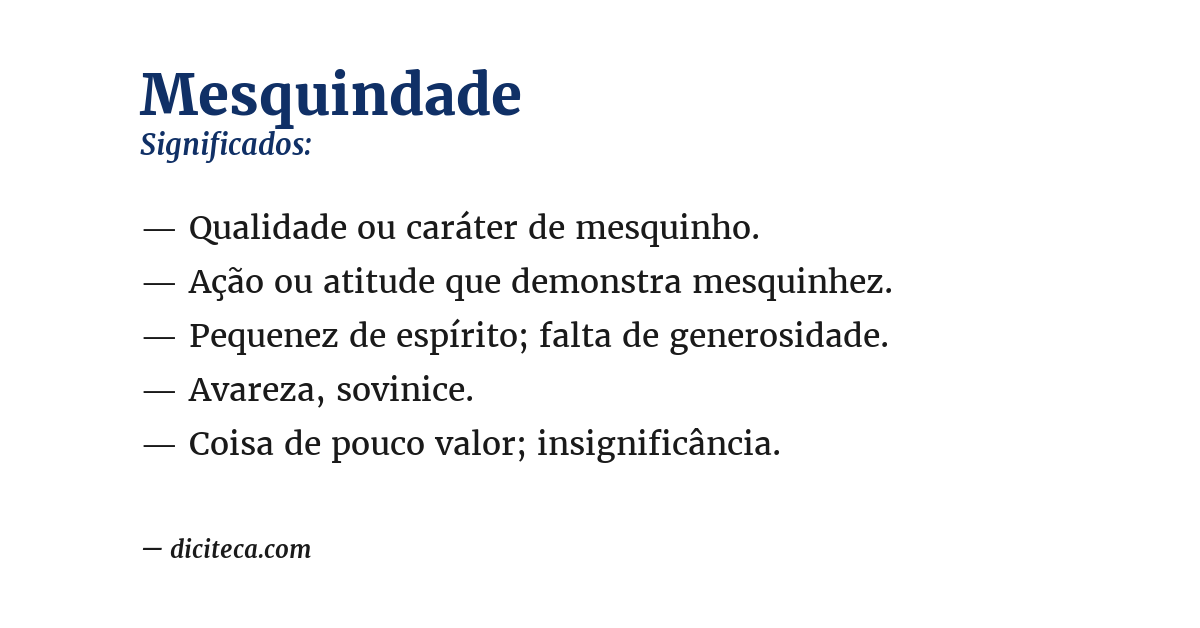 Significado de mesquindade