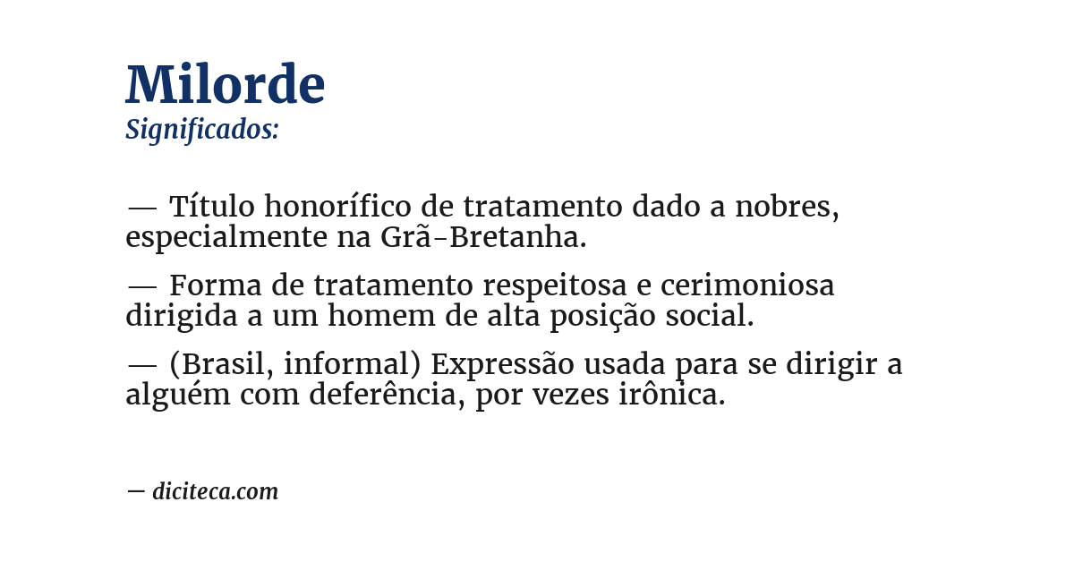 Significado de milorde