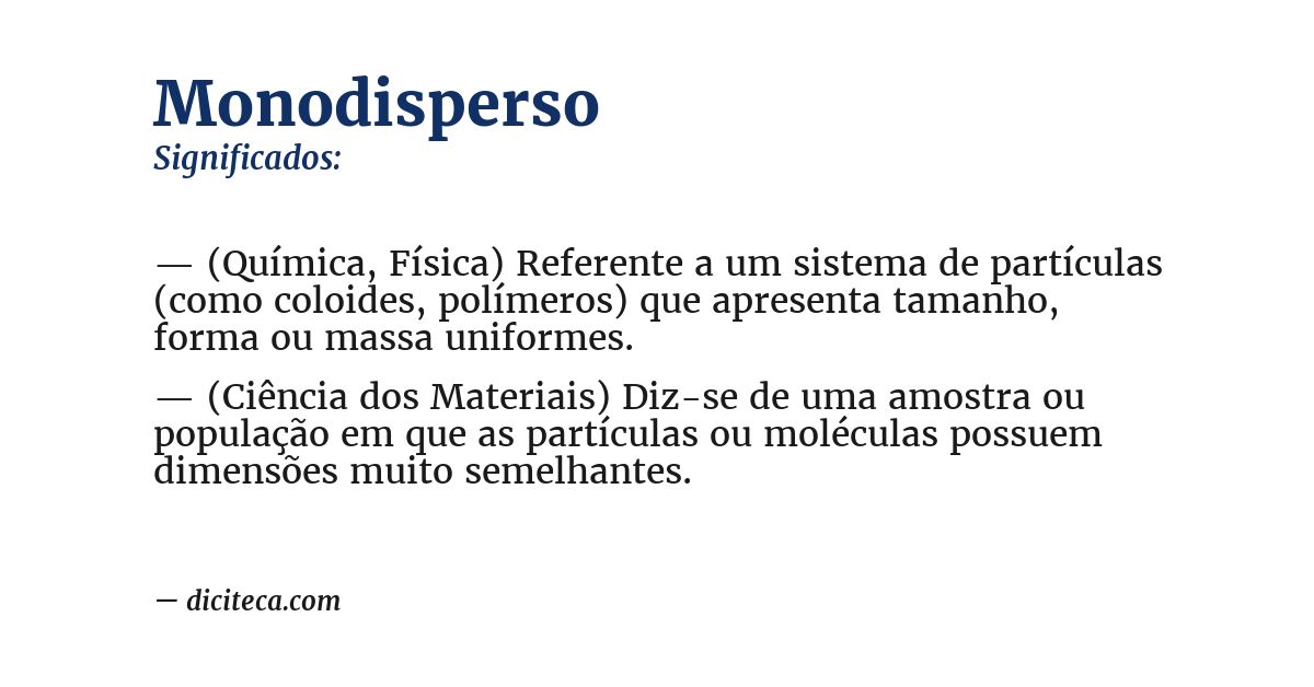 Significado de monodisperso