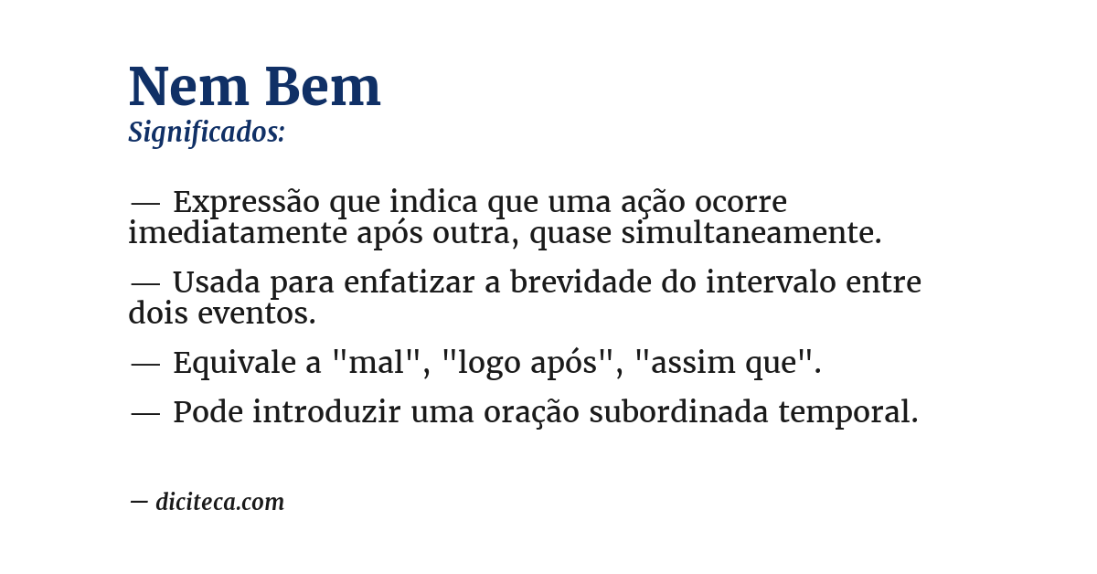 Significado de nem bem