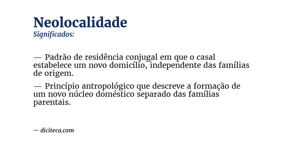 Significado de neolocalidade