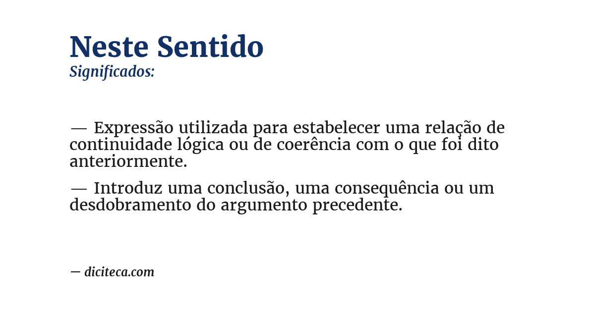 Significado de neste sentido