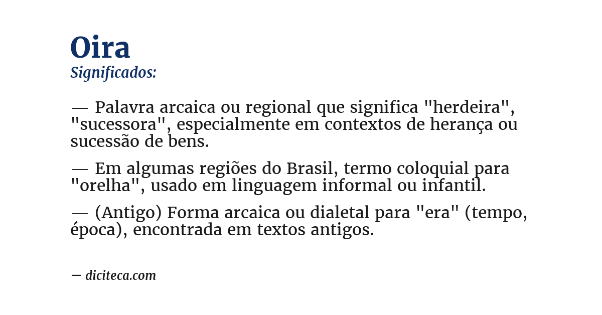 Significado de oira