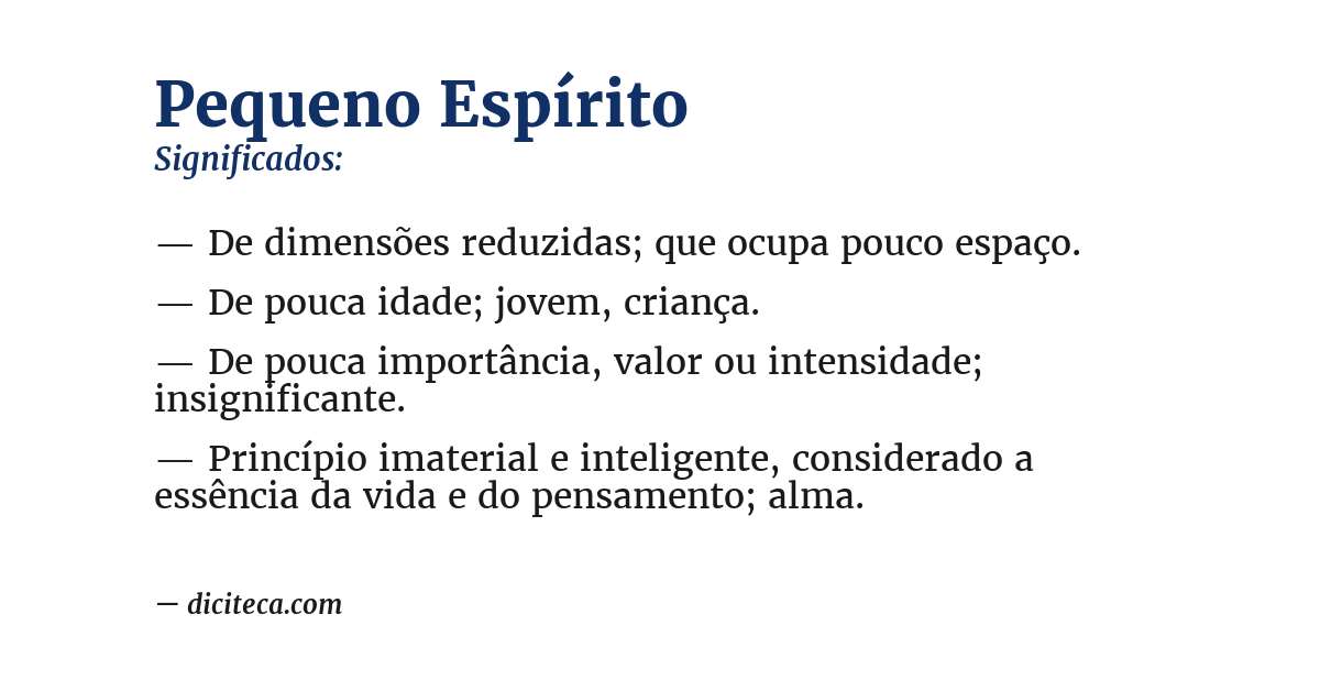 Significado de pequeno espírito