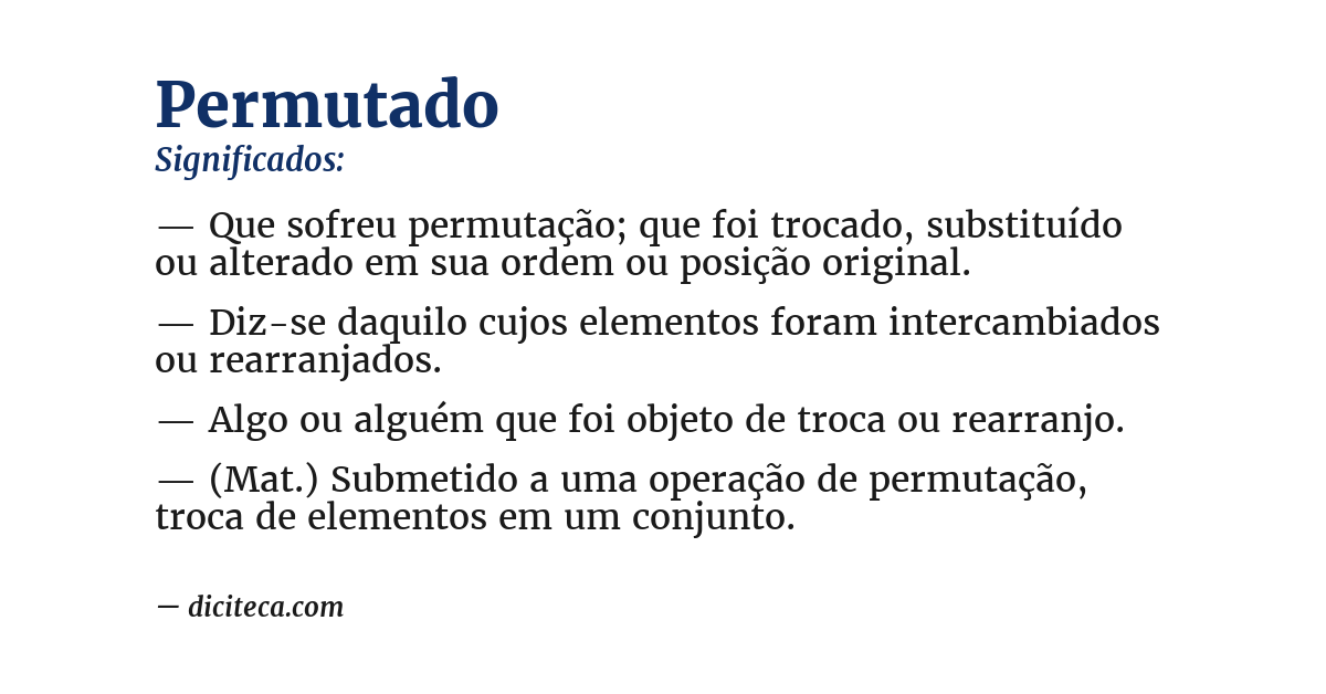 Significado de permutado