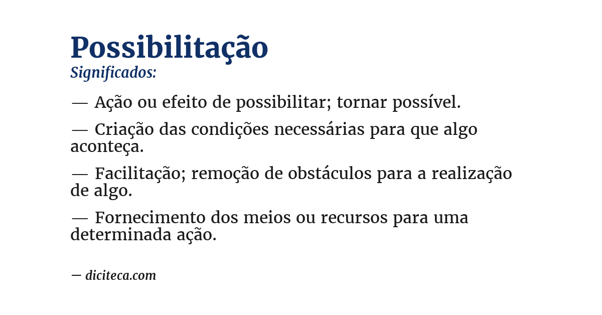 Significado de possibilitação