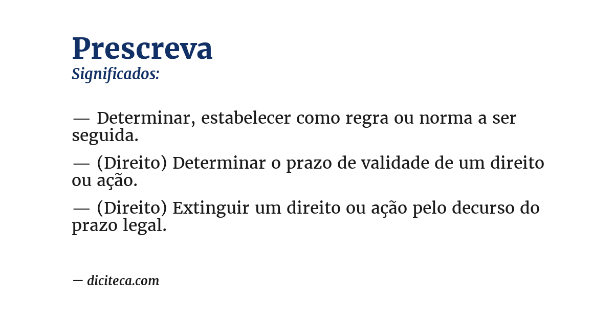 Significado de prescreva