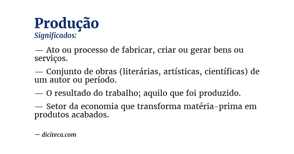 Significado de produção