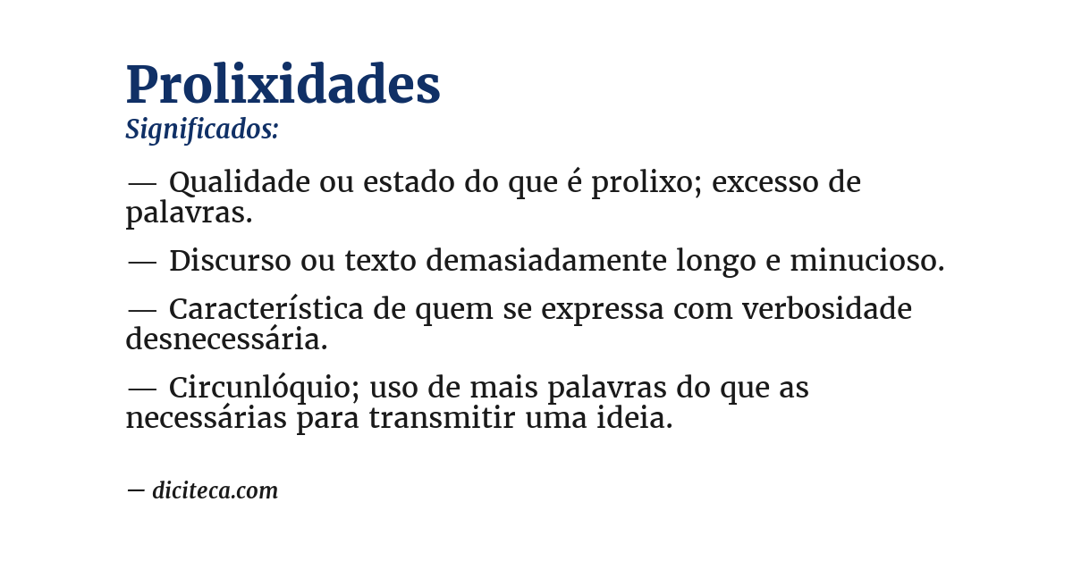 Significado de prolixidades