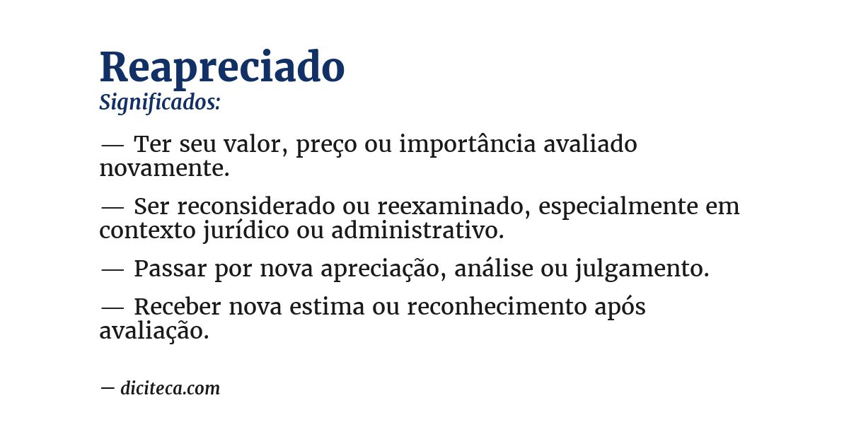 Significado de reapreciado