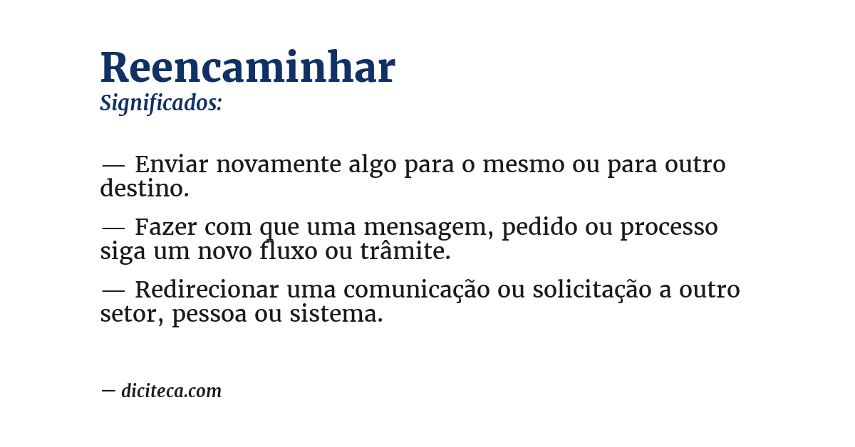Significado de reencaminhar