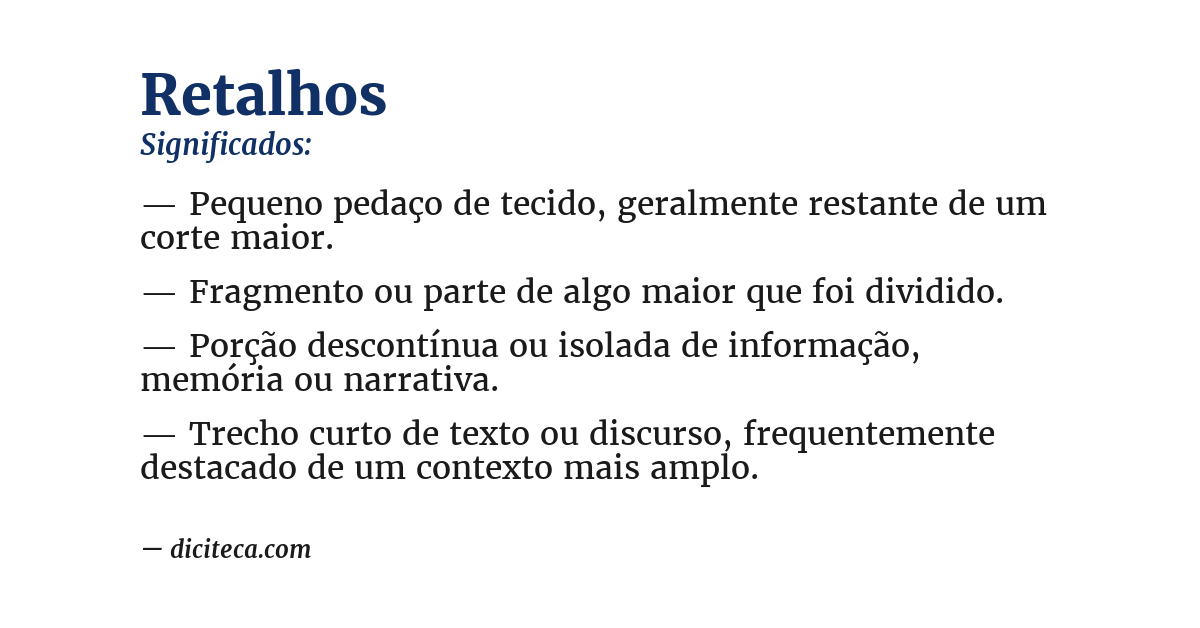 Significado de retalhos
