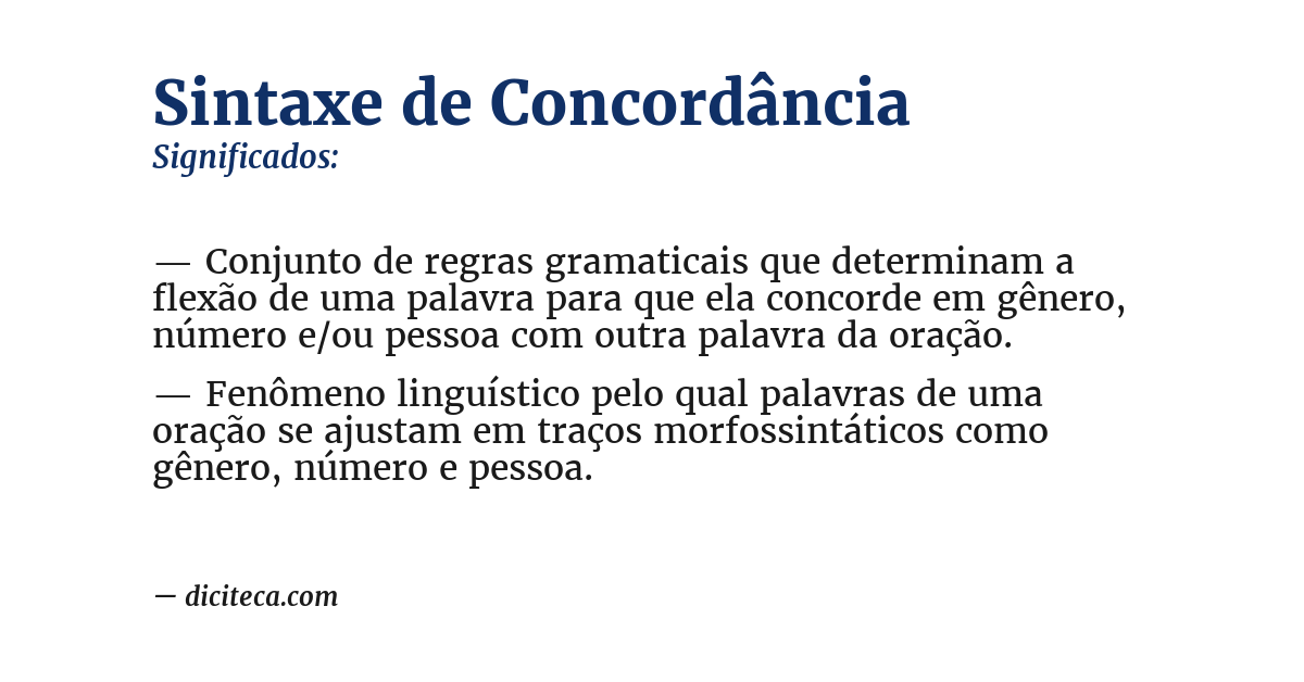 Significado de sintaxe de concordância
