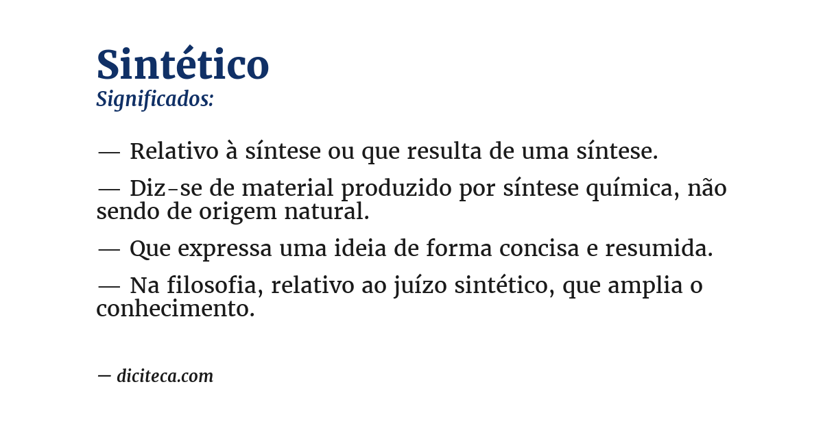 Significado de sintético