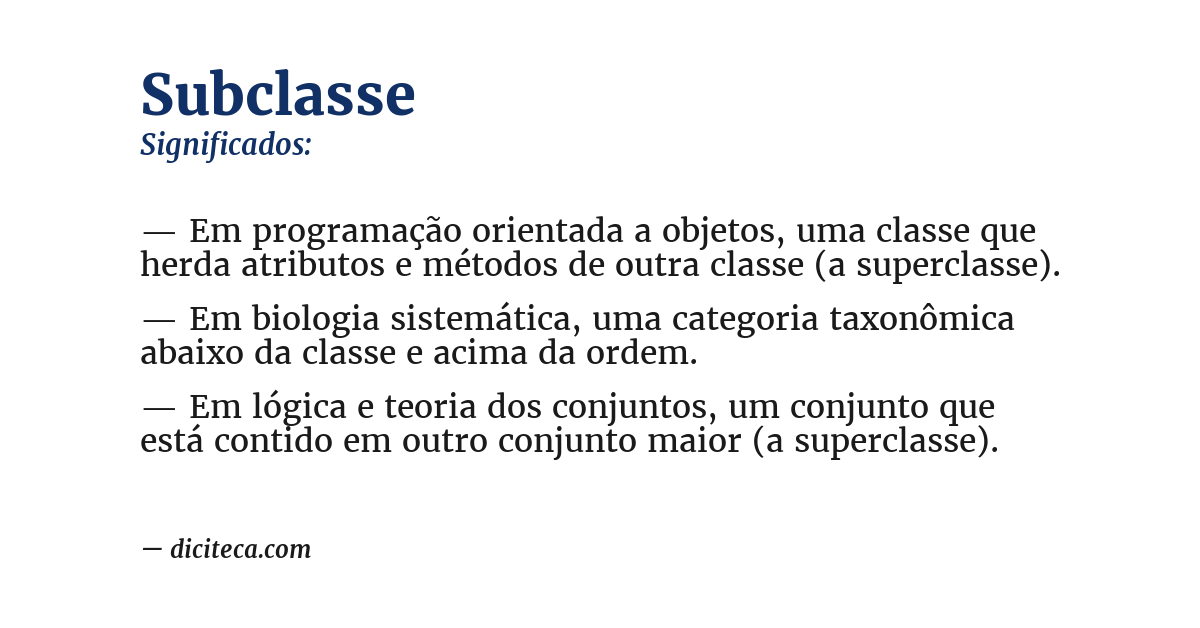 Significado de subclasse