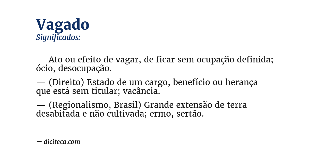 Significado de vagado