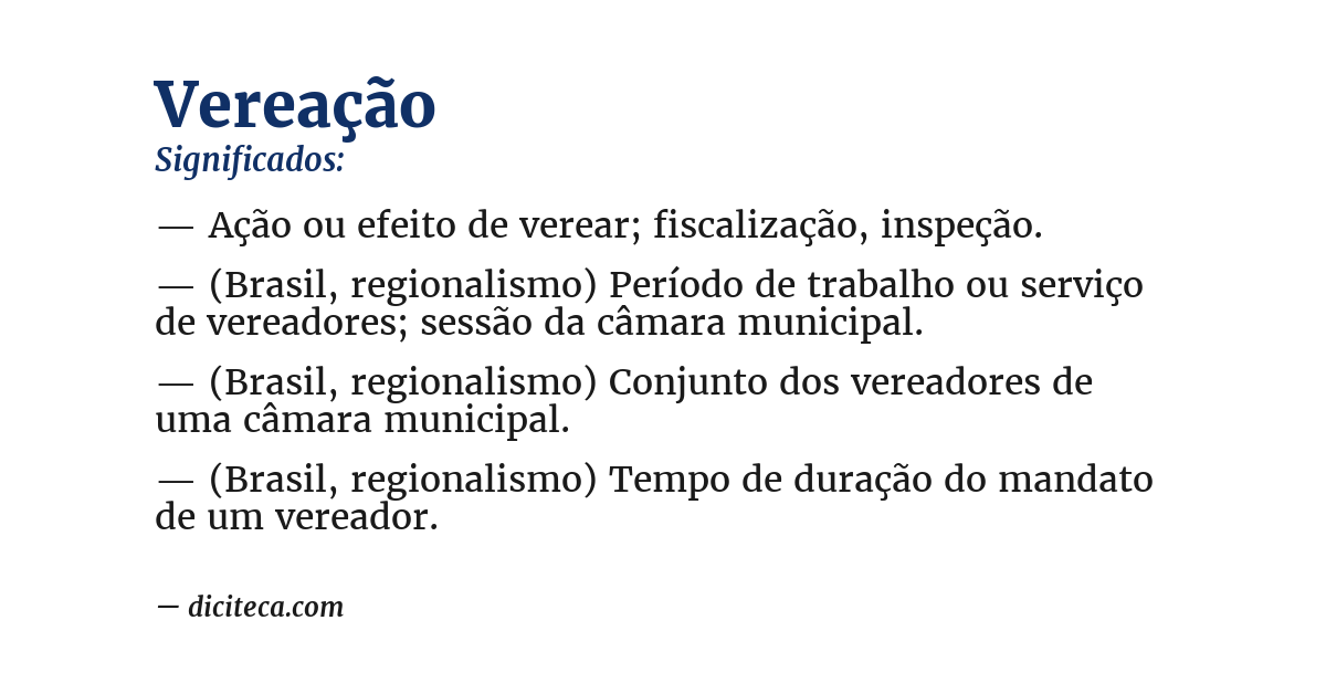 Significado de vereação