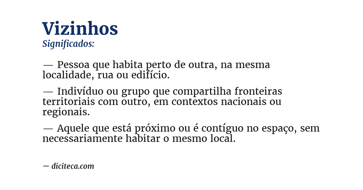 Significado de vizinhos