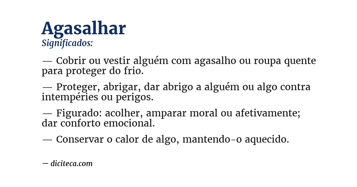 Significado de agasalhar