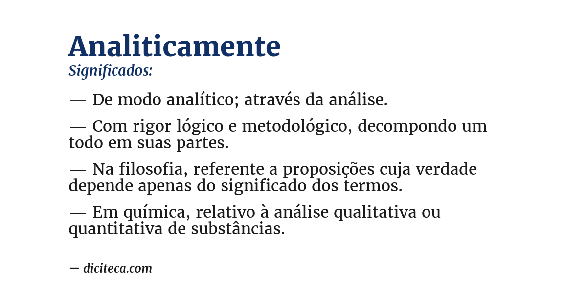 Significado de analiticamente