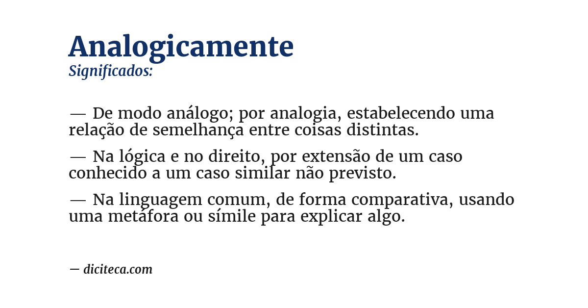 Significado de analogicamente