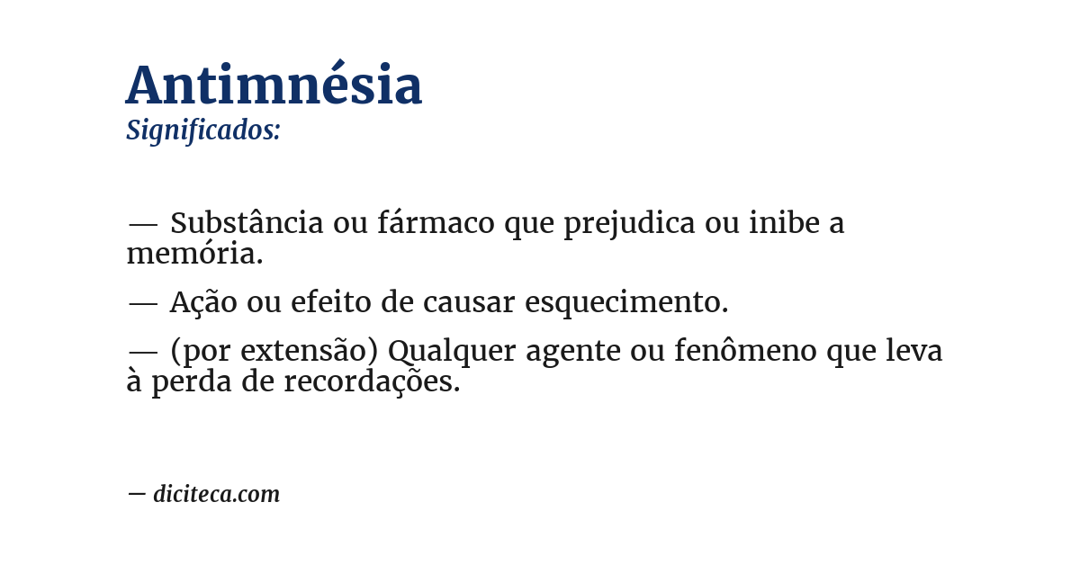 Significado de antimnésia